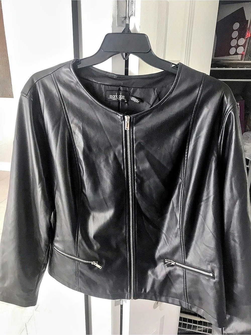 Mark Alan Black Faux Leather Jacket Size 3X NWOT